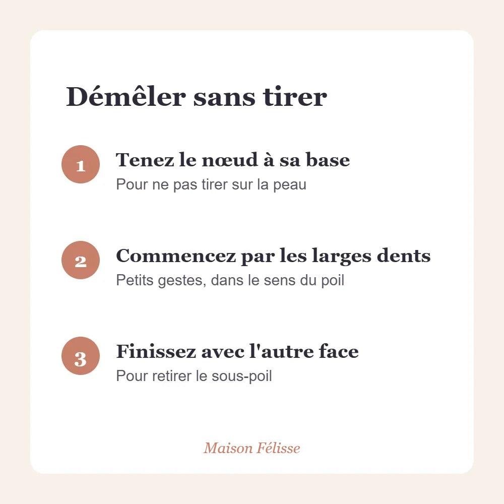 Peigne démêloir Maison Félisse — deux faces pour les nœuds et le sous-poil